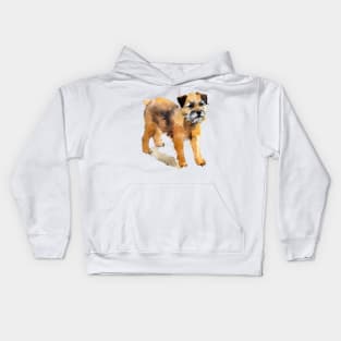 Border Terrier Watercolor - Dog Lover Gifts Kids Hoodie